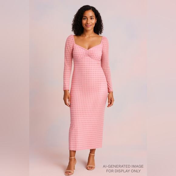 Pink Polka Dot Mesh Midi Dress – Size L (House of Aama x Target) - Picture 1 of 10